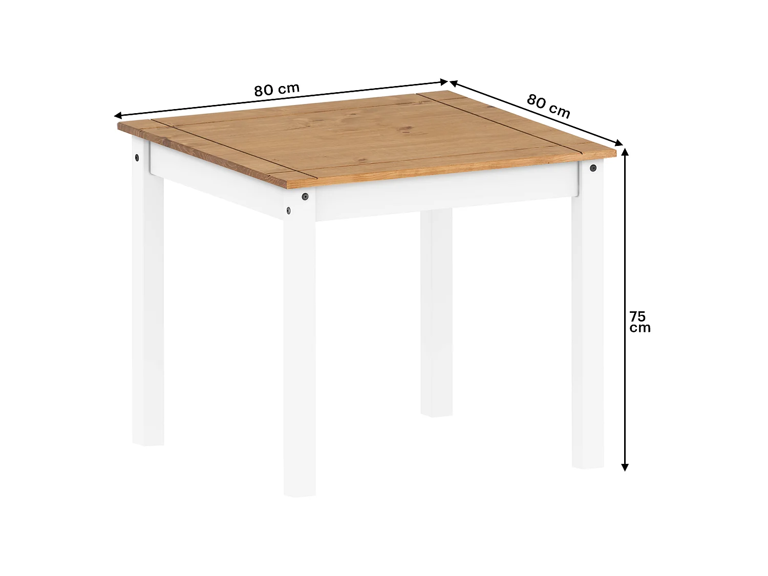Mercers Furniture Corona White Wax Rio Dining Set Table and 2 Chairs Small Square Solid Wood Mexican Pine Wooden Kitchen