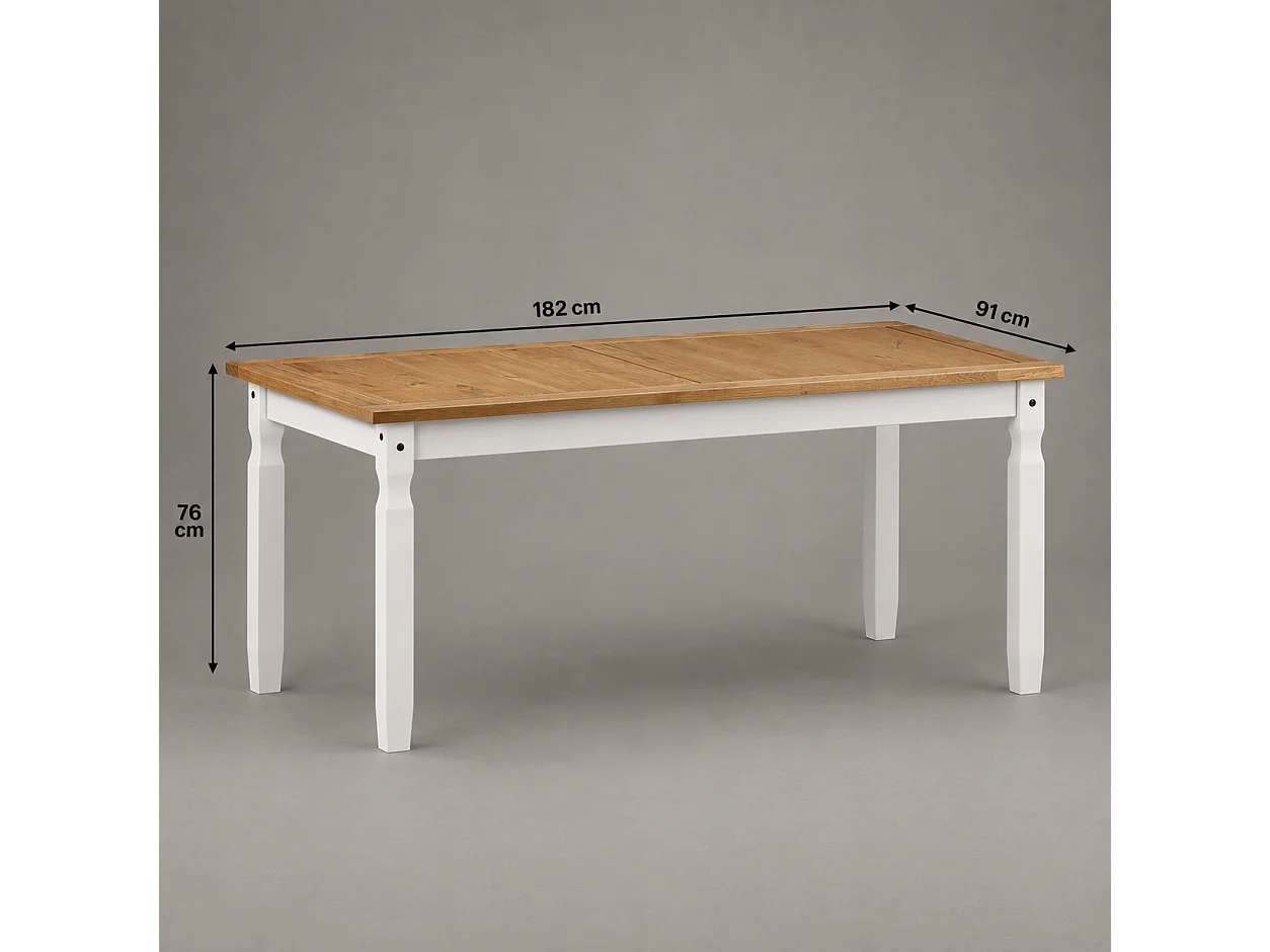 Mercers Furniture Corona White 6'0" Dining Table & 6 Chairs Set Solid Wood Mexican Pine Wooden Kitchen