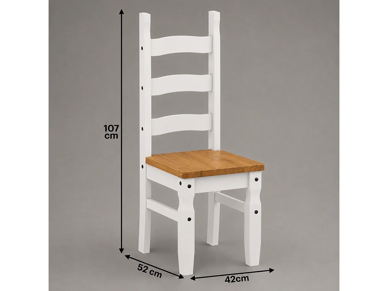 Mercers Furniture Corona White 6'0" Dining Table & 6 Chairs Set Solid Wood Mexican Pine Wooden Kitchen