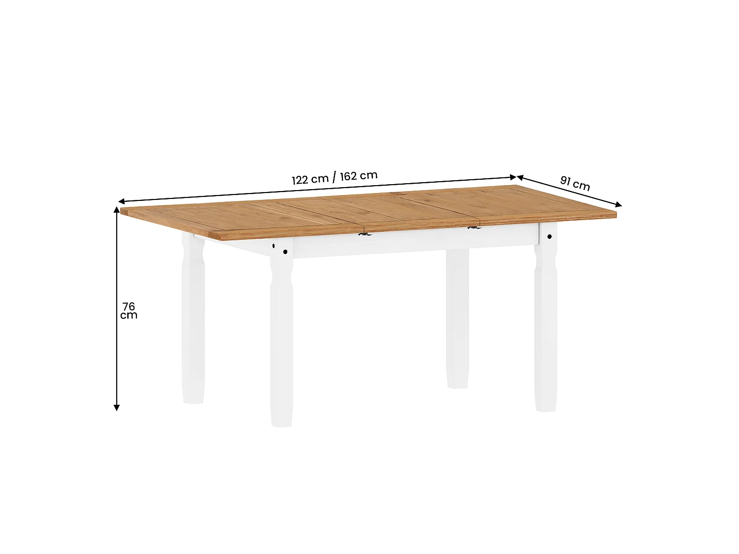 Mercers Furniture Corona White Small Extending Dining Table & 4 Chairs Set Solid Wood Mexican Pine Wooden Kitchen