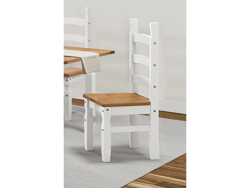 Mercers Furniture Corona White Large Extending Table & 6 Chairs Set Solid Wood Mexican Pine Wooden Kitchen