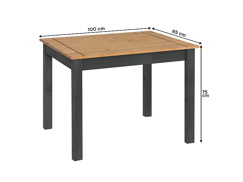 Mercers Furniture Corona Charcoal Budget Dining Set Table 4 Chairs Set Small Kitchen Solid Wood Mexican Pine Wooden Dark Grey