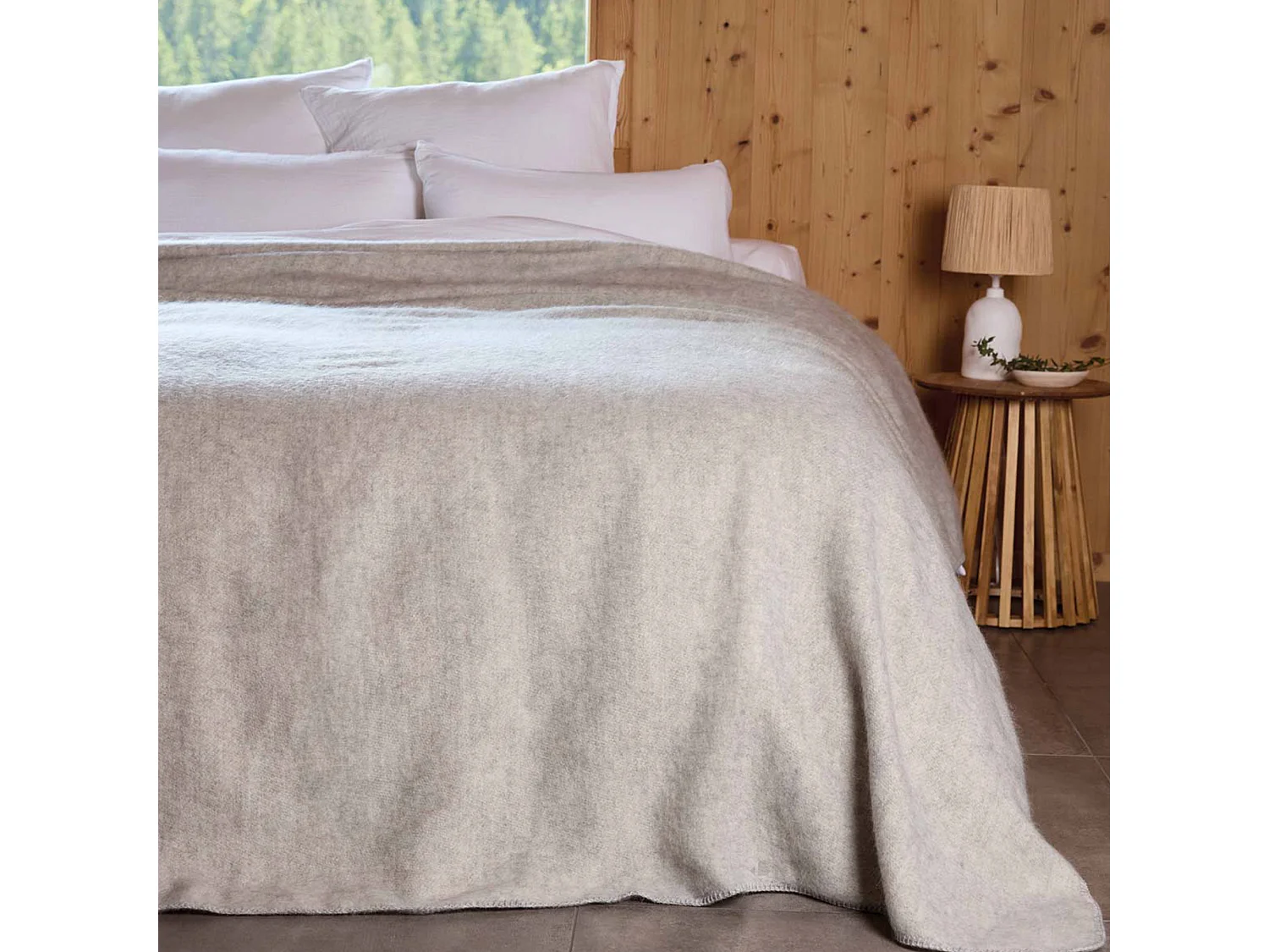 Plaid en laine mélangée 120x180 cm OSLOO gris perle