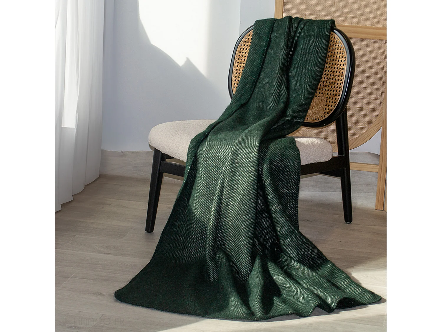 Plaid en laine mélangée 120x180 cm OSLOO vert sapin