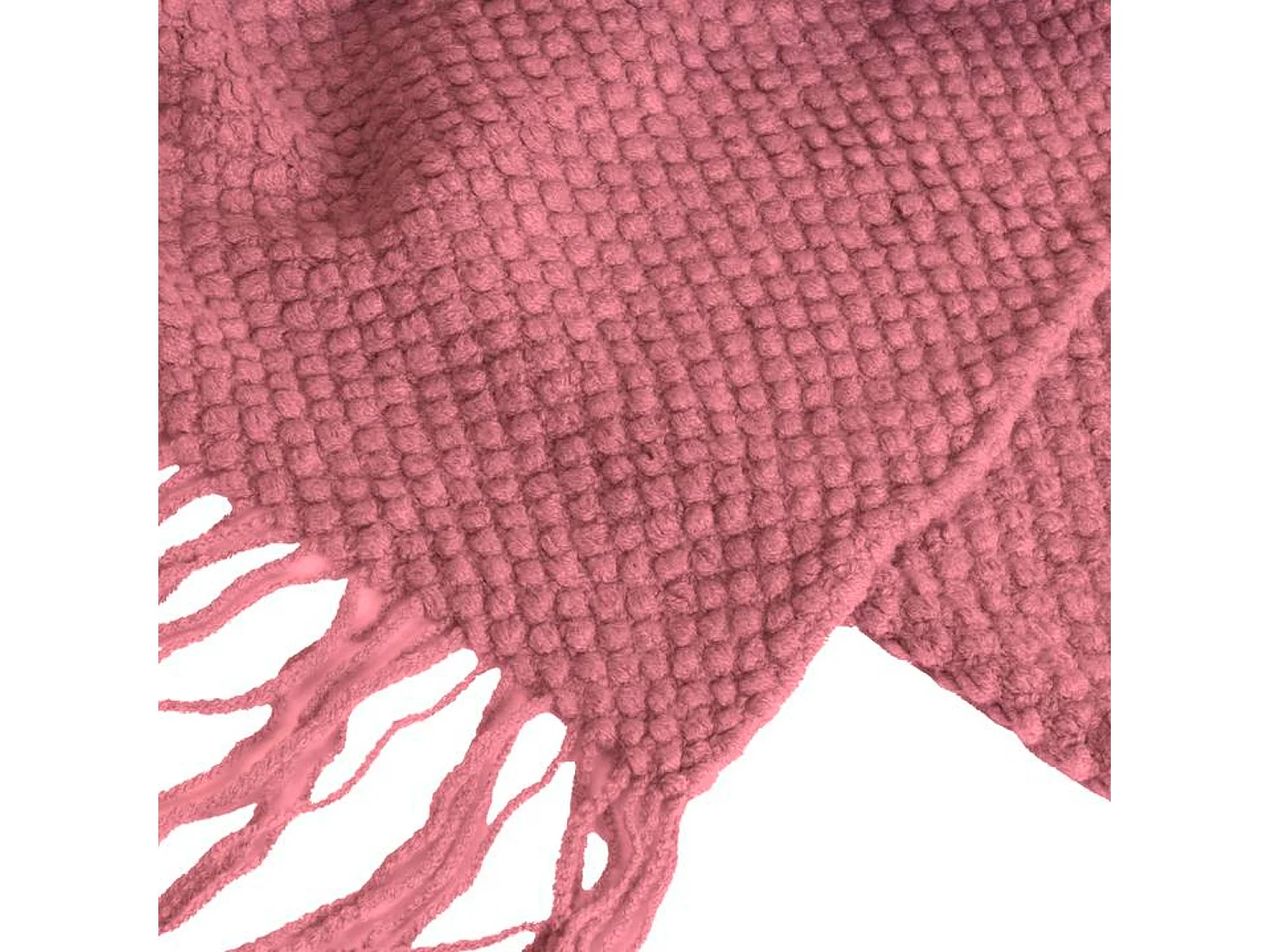 Plaid rose framboise texture nid d'abeille et frangée 180x220 cm DENARLA - SACASA