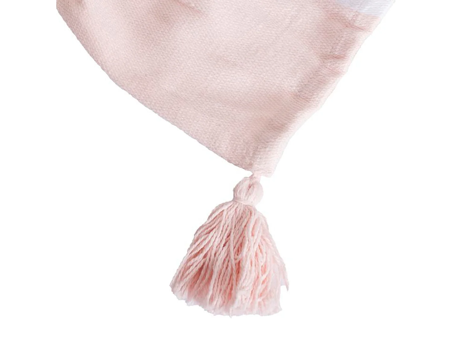 Couverture plaid 100% coton rose pâle avec pompons 130x170cm SLAVANN - SACASA