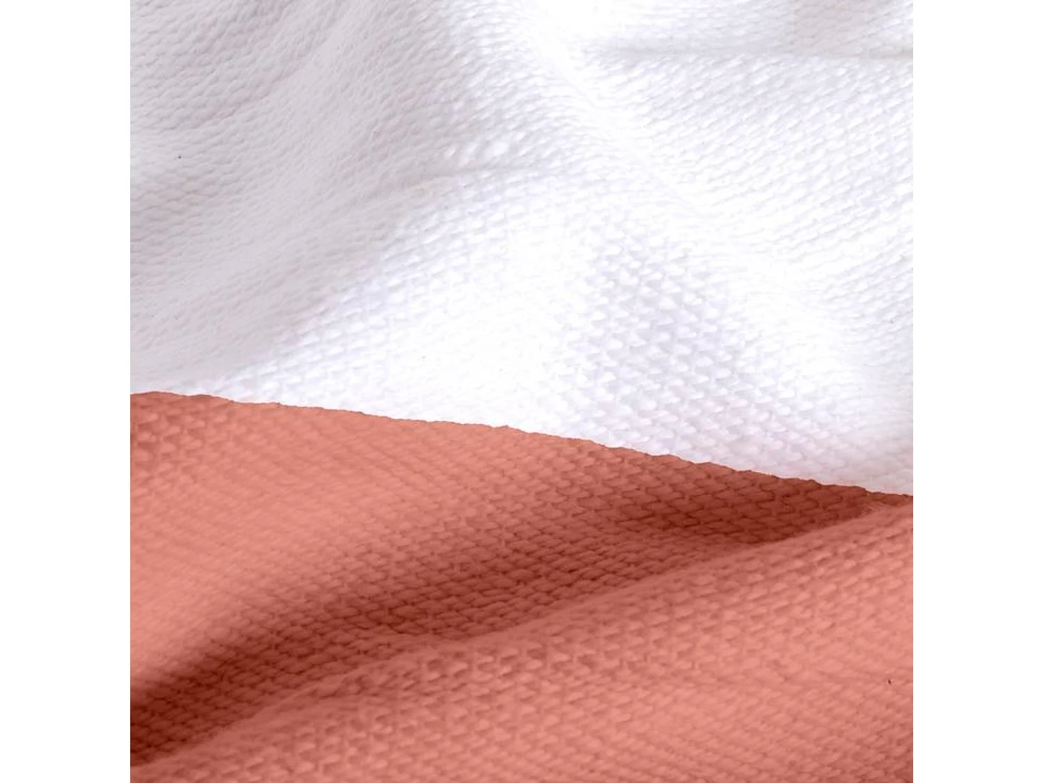 Couverture plaid 100% coton rose saumon avec pompons 130x170cm SLAVANN - SACASA