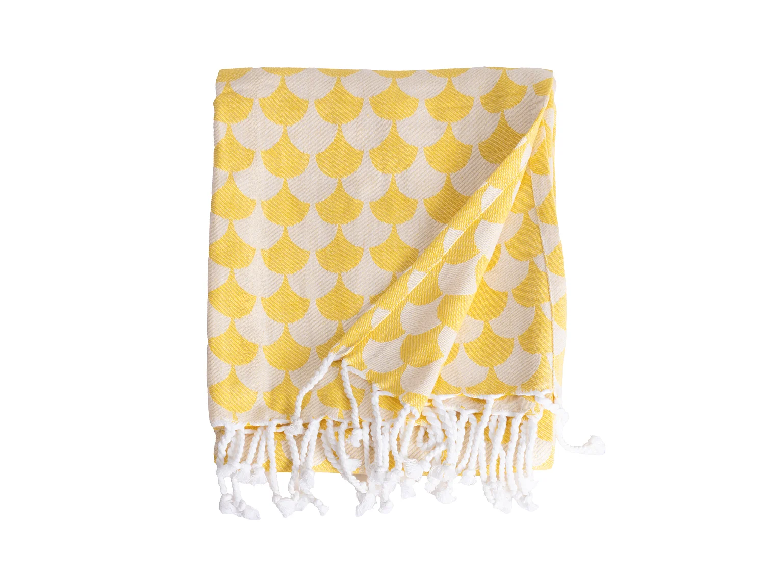 Plaid jaune et blanc avec franges 130x170cm DROP - SACASA