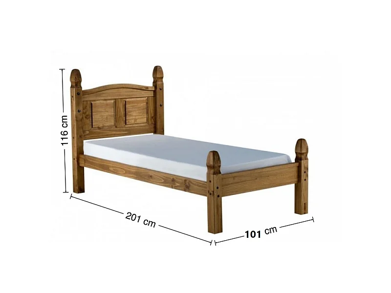 Mercers Furniture Corona 3'0 Single Low Foot End Bed Frame Solid Wood Pine Wooden Bedroom with Mexican Styling