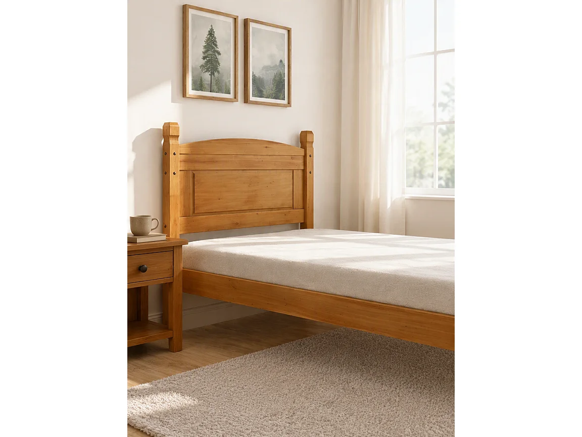 Mercers Furniture Corona 3'0 Single Low Foot End Bed Frame Solid Wood Pine Wooden Bedroom with Mexican Styling