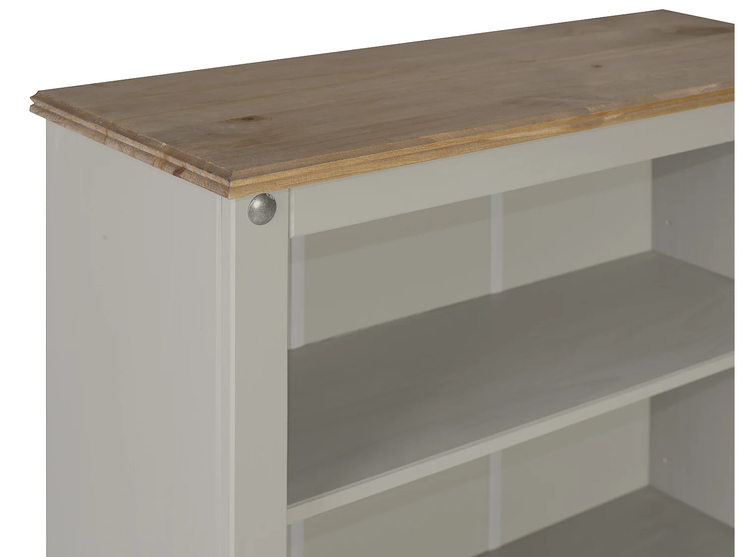 Mercers Furniture Corona Grey Wax Large Bookcase 5 Shelf Open Shelving Display Solid Wood Pine Wooden with Mexican Styling