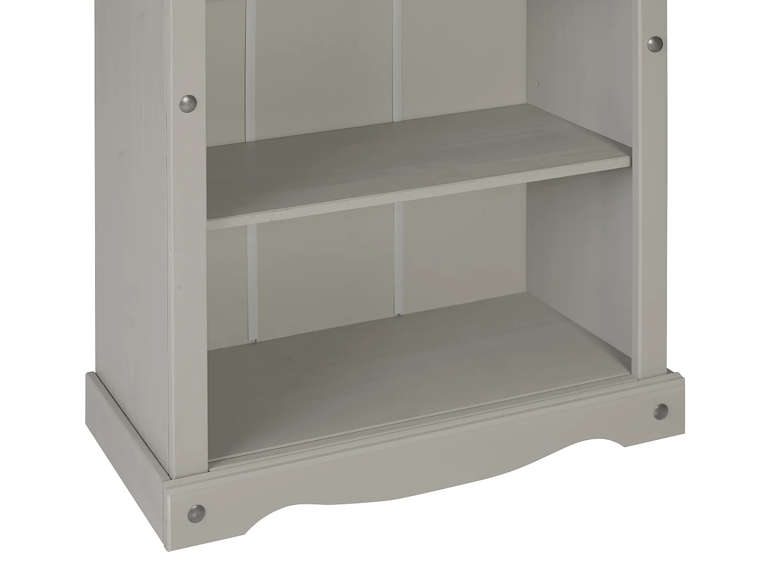 Mercers Furniture Corona Grey Wax Large Bookcase 5 Shelf Open Shelving Display Solid Wood Pine Wooden with Mexican Styling