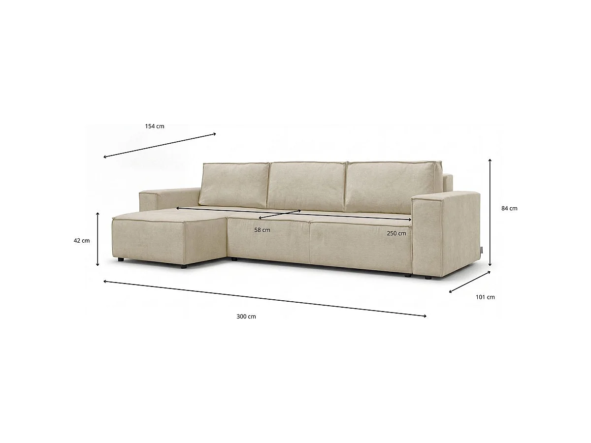 Canapé d'angle convertible réversible 5 places avec coffre de rangement en tissu chenille beige foncé - Harper