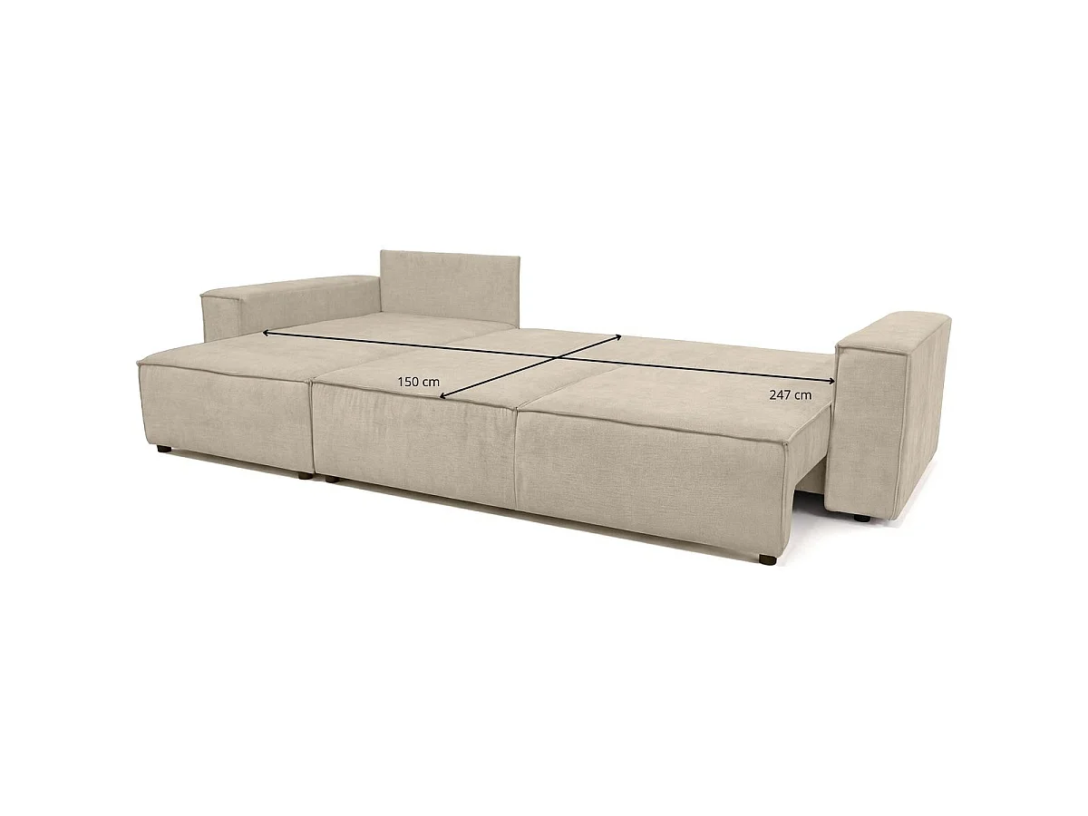 Canapé d'angle convertible réversible 5 places avec coffre de rangement en tissu chenille beige foncé - Harper