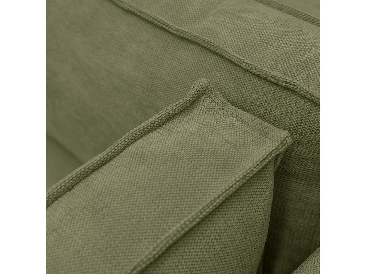 Canapé d'angle convertible réversible 5 places avec coffre de rangement en tissu chenille vert olive - Harper