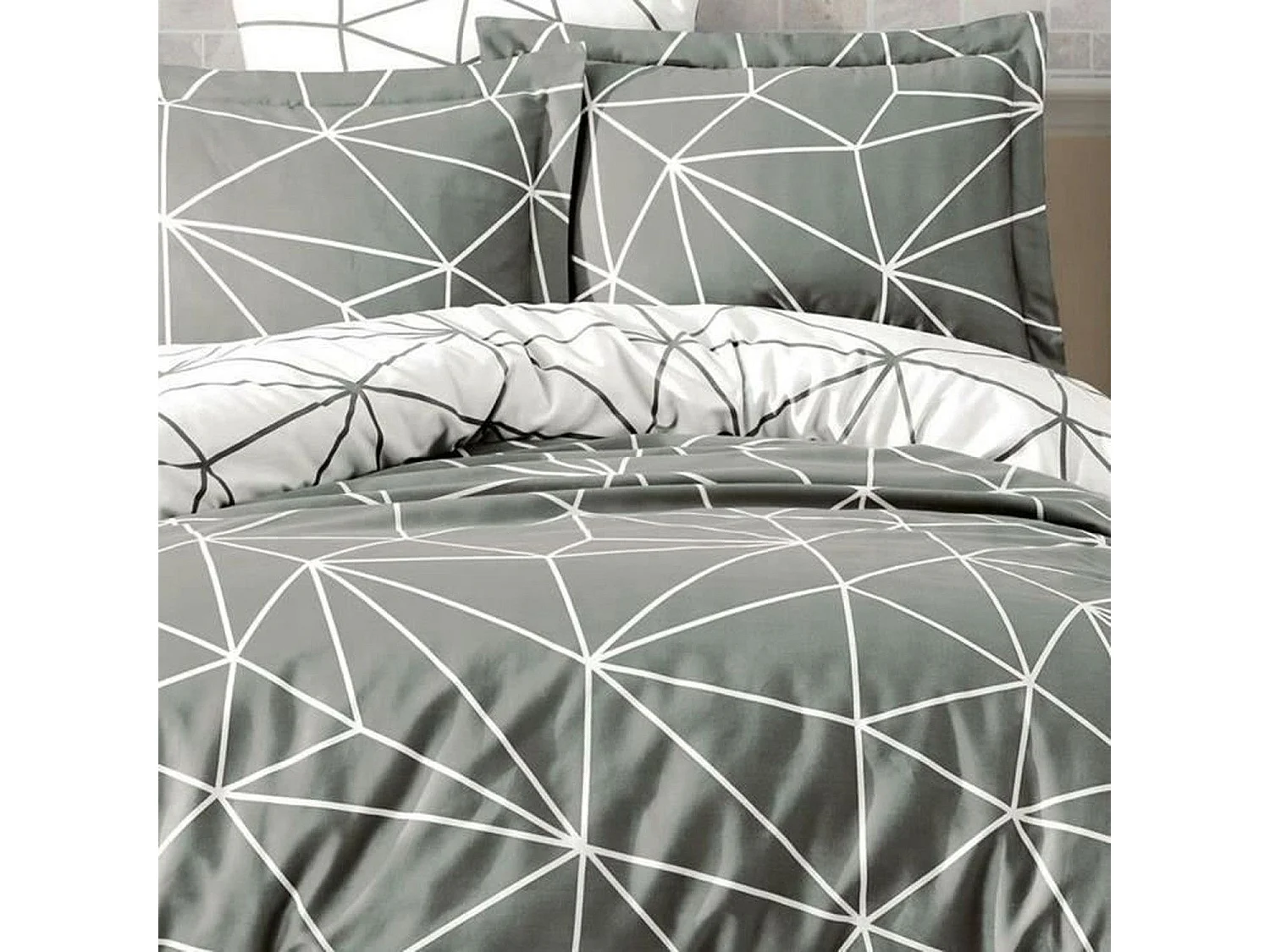 Parure de lit - housse de couette 220 x 240 + 2 taies d'oreiller 60 x 60 coton renforcé - Gris