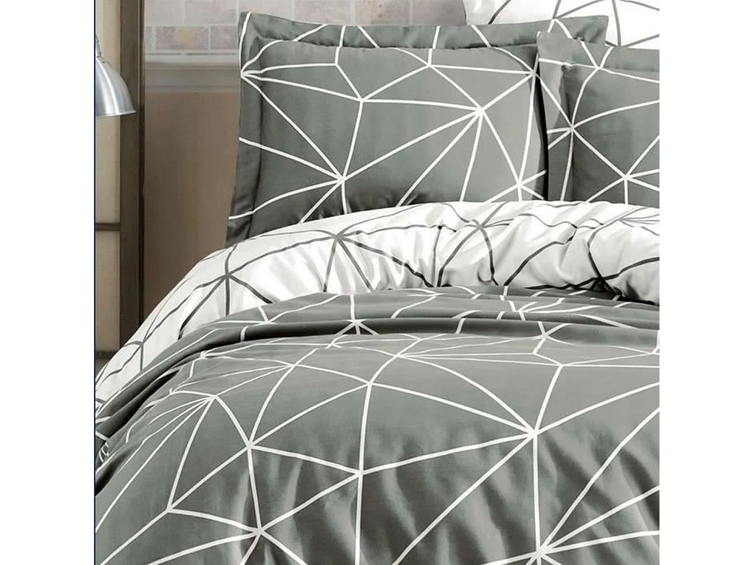 Parure de lit - housse de couette 220 x 240 + 2 taies d'oreiller 60 x 60 coton renforcé - Gris