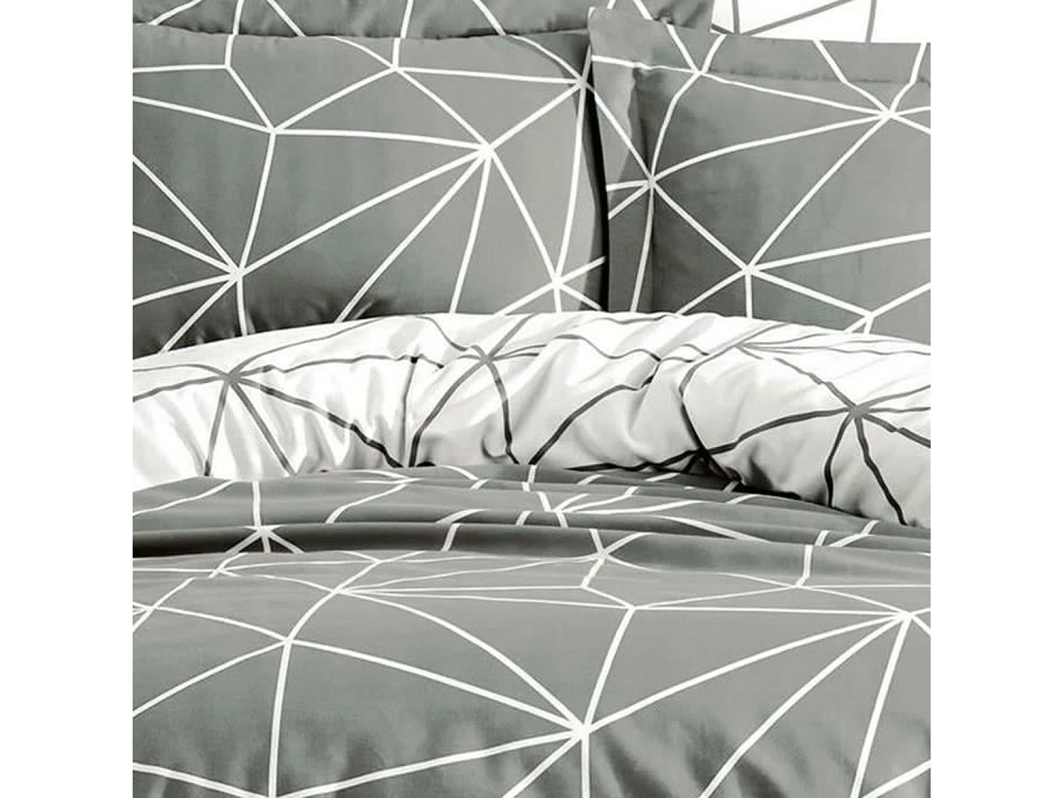 Parure de lit - housse de couette 220 x 240 + 2 taies d'oreiller 60 x 60 coton renforcé - Gris