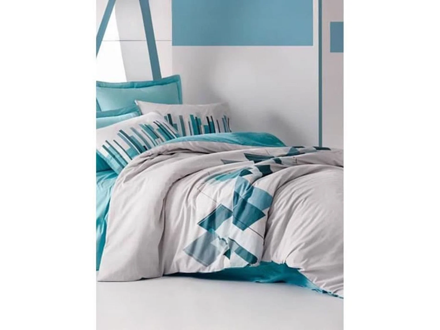 Parure de lit - housse de couette 220 x 240 + 2 taies d'oreiller 60 x 60 coton renforcé - Vert