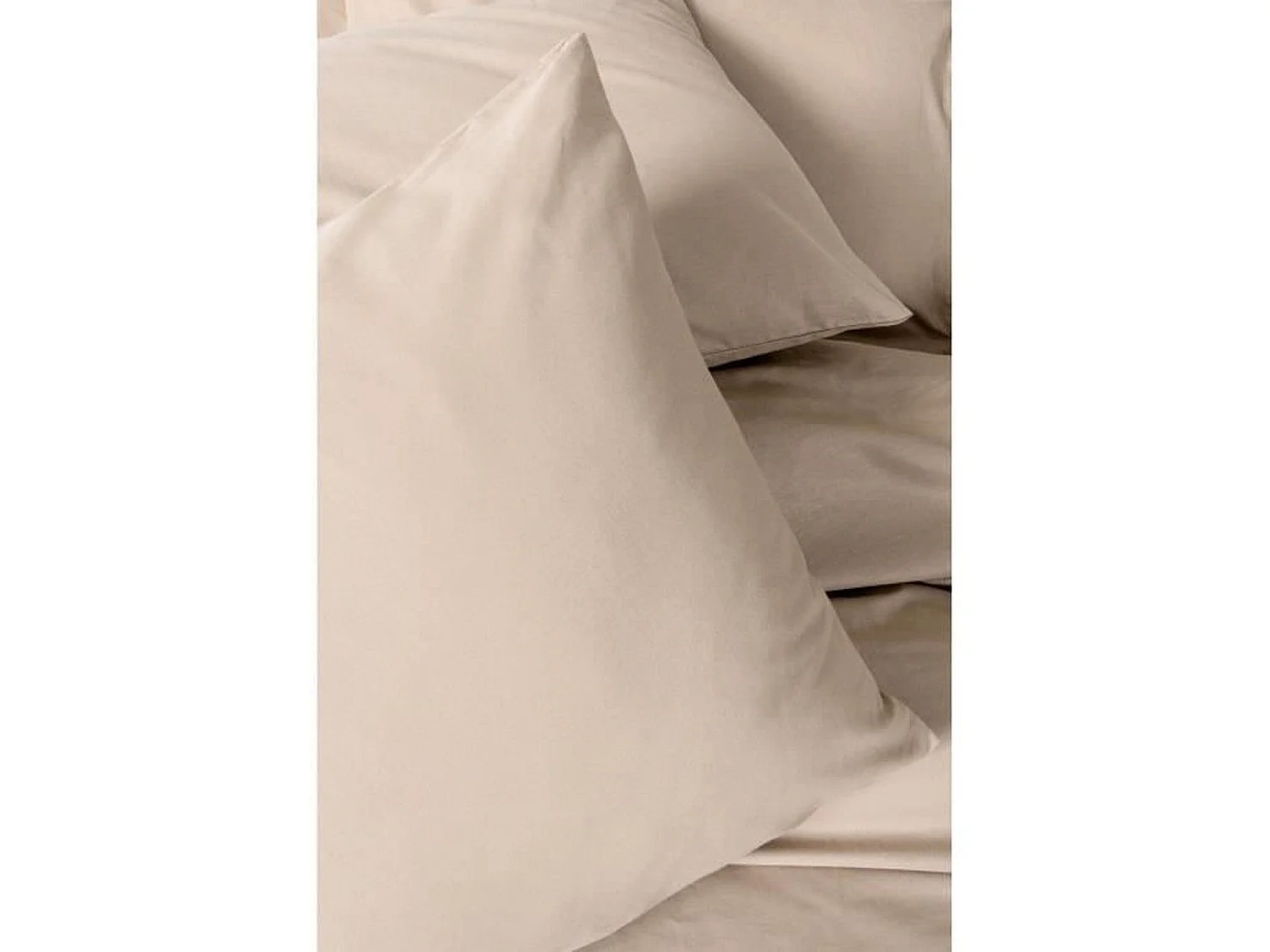 Parure de lit - housse de couette 220 x 240 + 2 taies d'oreiller 60 x 60 coton renforcé - Beige