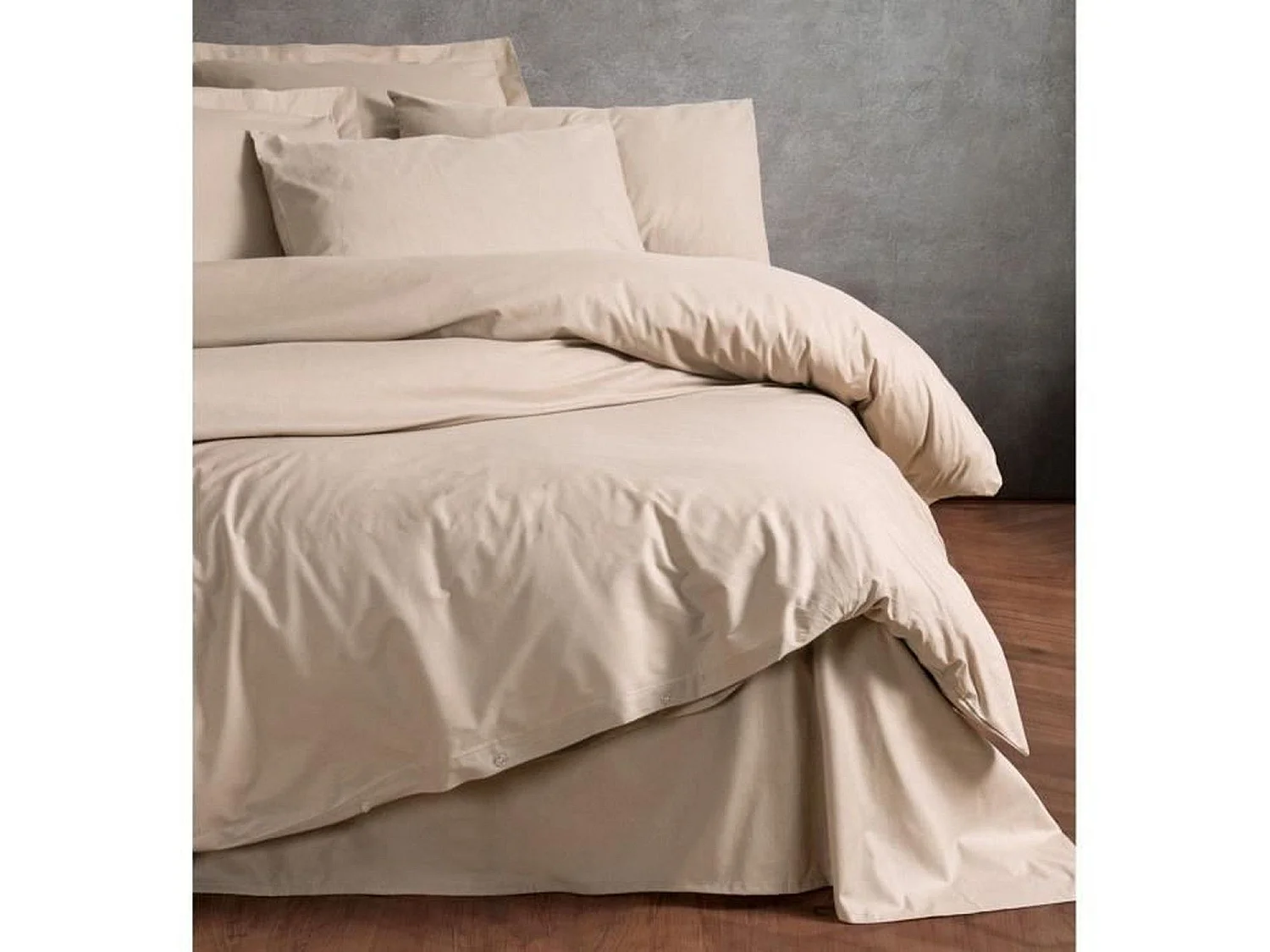 Parure de lit - housse de couette 220 x 240 + 2 taies d'oreiller 60 x 60 coton renforcé - Beige