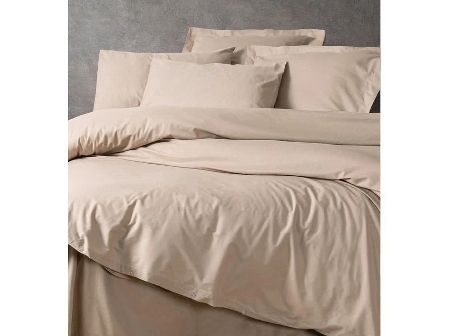 Parure de lit - housse de couette 220 x 240 + 2 taies d'oreiller 60 x 60 coton renforcé - Beige