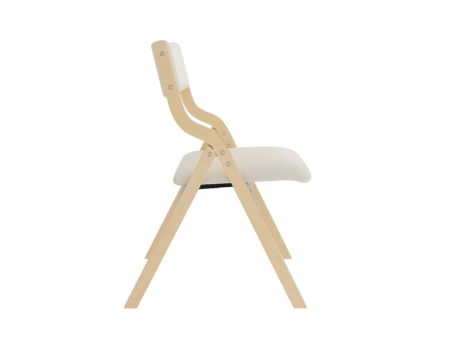 Lot de 6 chaises de salle à manger pliantes sans accoudoirs - Bois massif et lin - 55 x 49 x 81 cm - Beige