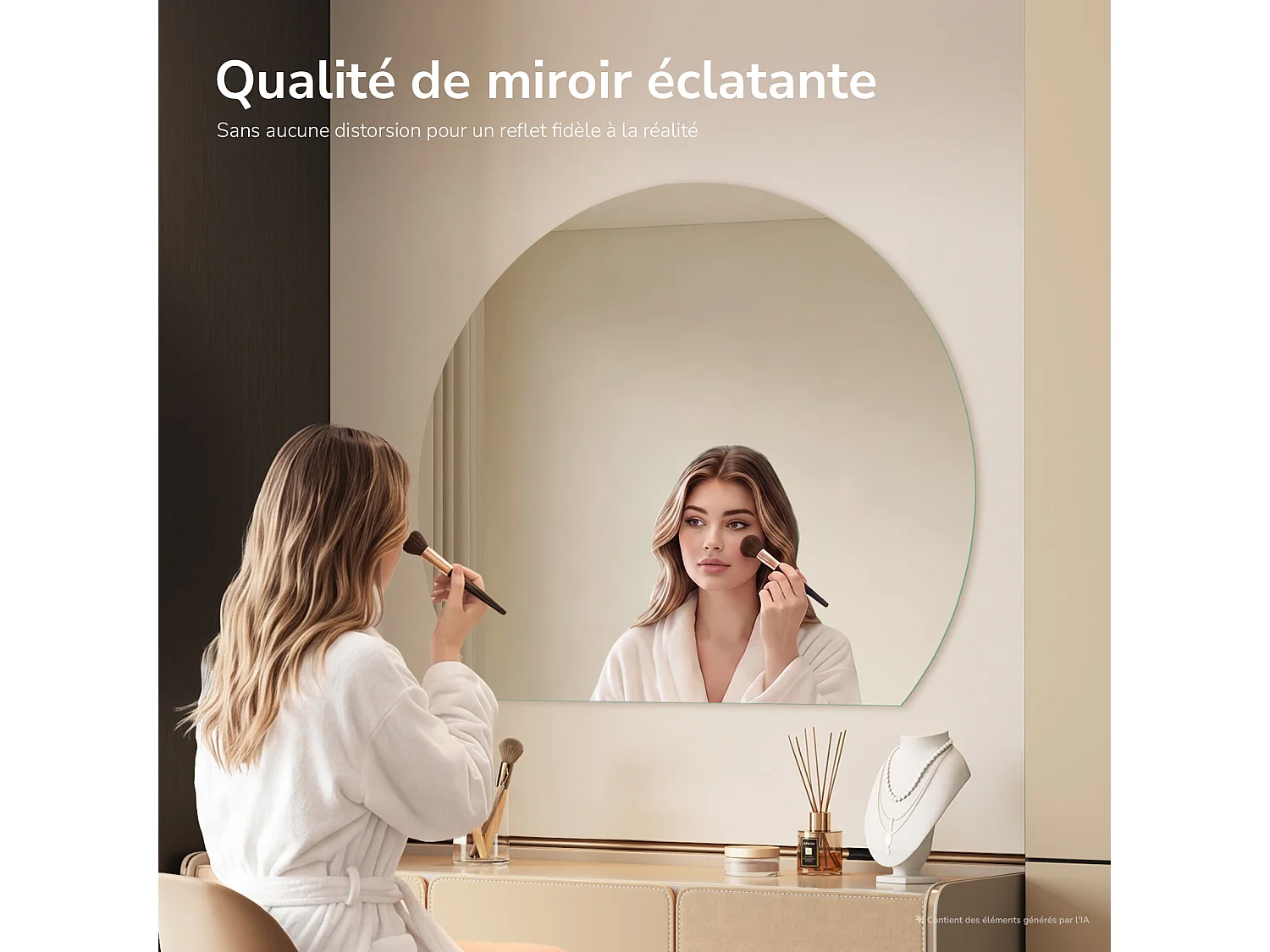 EMKE Miroir de Salle de Bain Asymétrique 83x100 cm, Miroir Mural Irrégulier Sans Cadre, Pose Horizontale ou Verticale