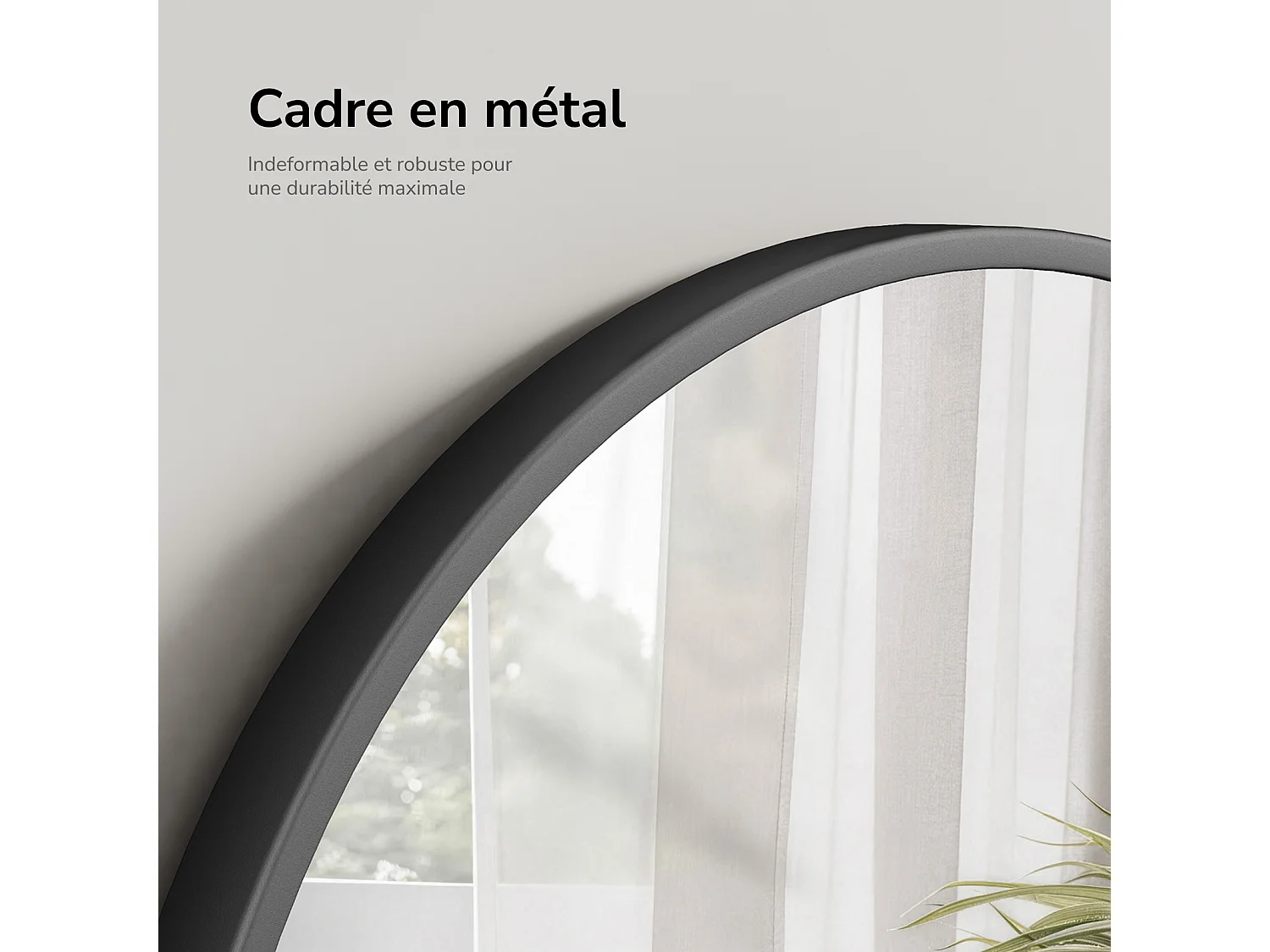 EMKE Miroir Rond Salle de Bain 50 cm avec Cadre Noir Mat et Lanière Réglable