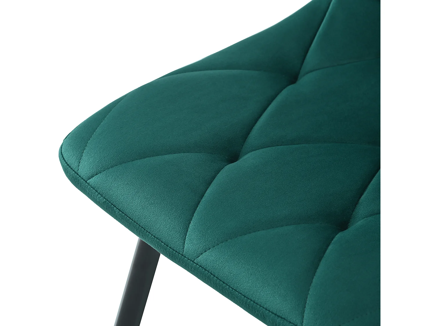 Lot de 4 chaises de salle à manger sans accoudoirs - 45 x 46 x 86 cm - velours et pièds en métal - Vert foncé