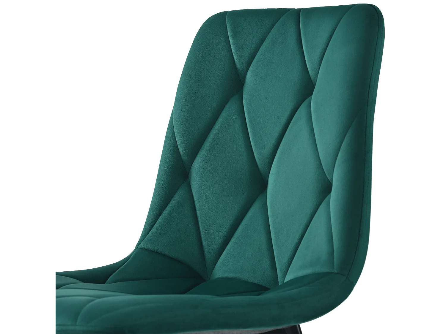 Lot de 4 chaises de salle à manger sans accoudoirs - 45 x 46 x 86 cm - velours et pièds en métal - Vert foncé