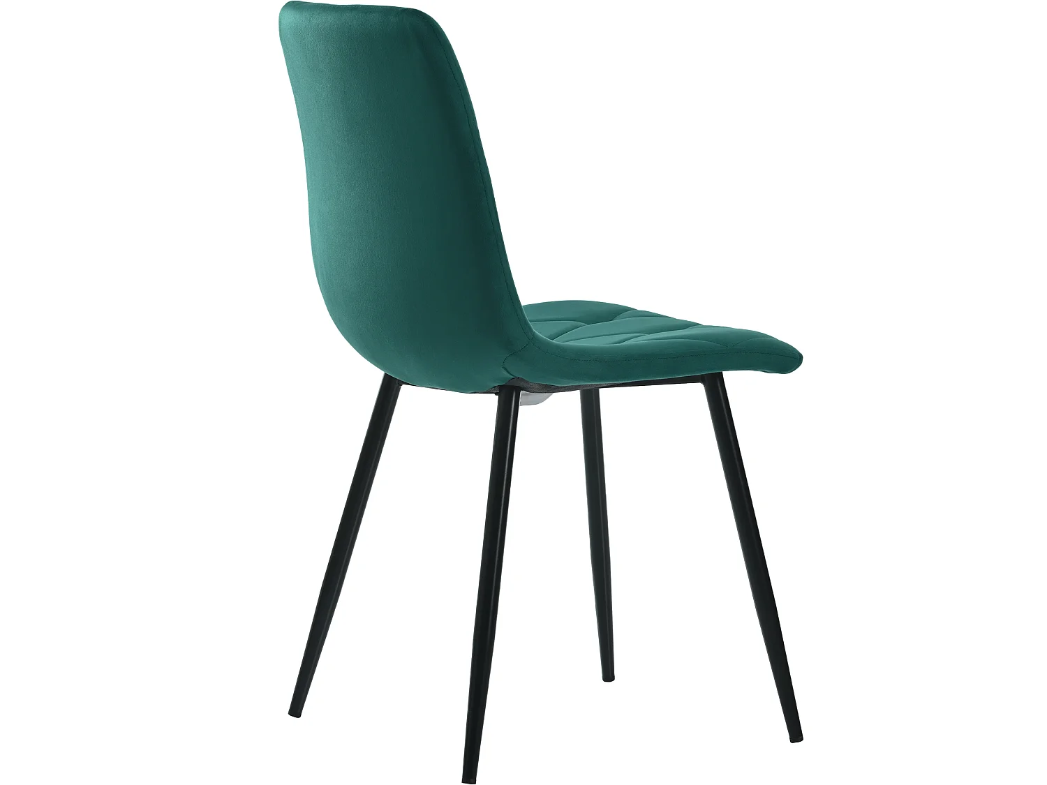 Lot de 4 chaises de salle à manger sans accoudoirs - 45 x 46 x 86 cm - velours et pièds en métal - Vert foncé