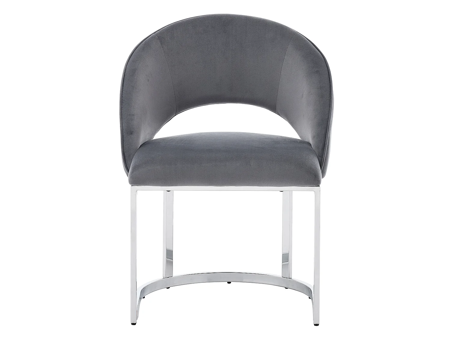 Set di 2 sedie da pranzo con schienale curvo e gambe in metallo zincato - Velluto - 59 x 56 x 80 cm - Grigio + argento