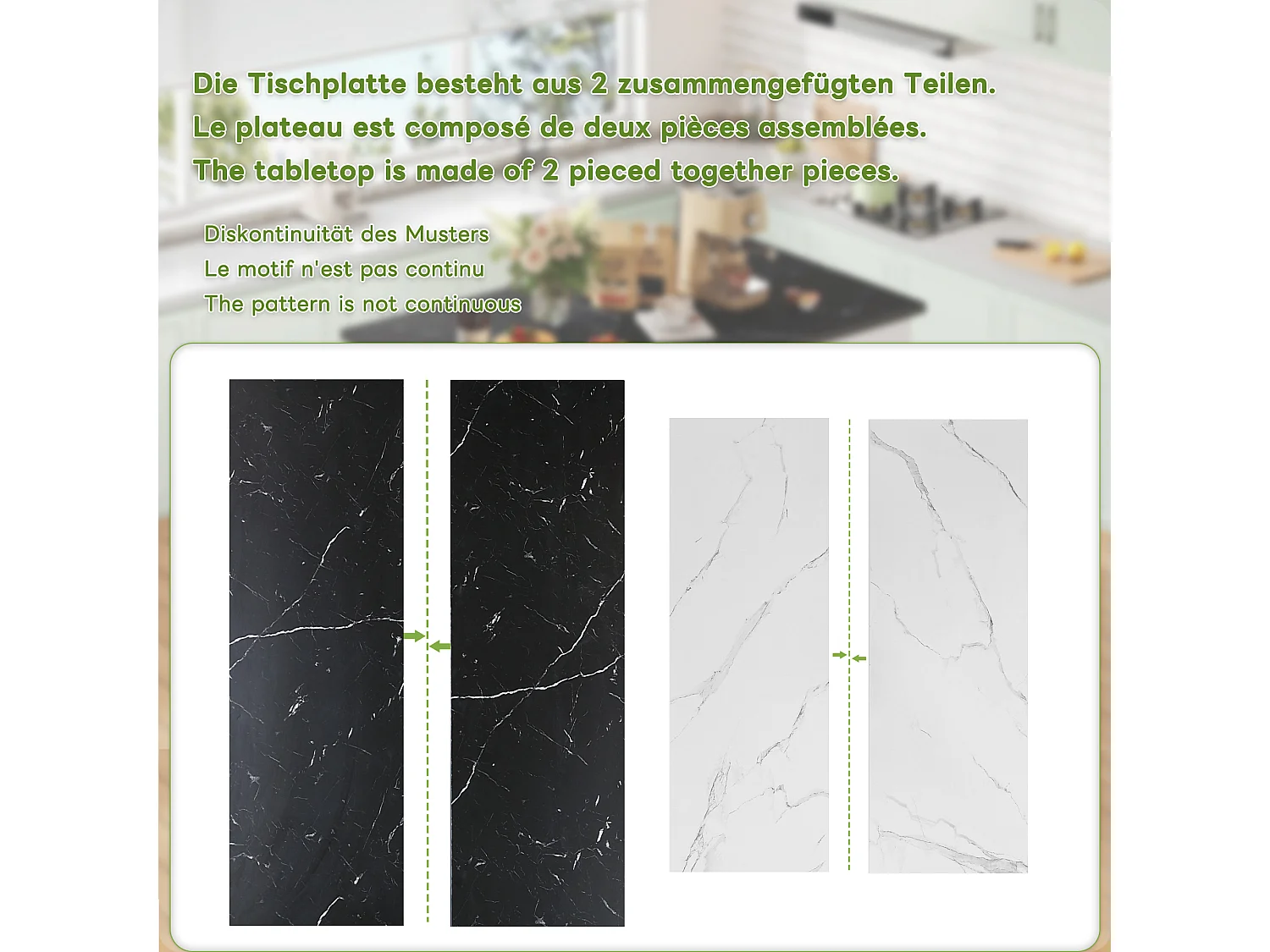 Îlot central de cuisine avec table à manger escamotable, 6 tiroirs et 3 porte - 150 x 90 x 90 cm - MDF effet marbre blanc - Blanc