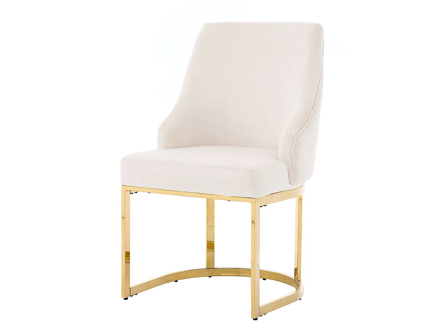 Lot de 4 chaises de salle à manger sans accoudoirs avec dossier capitonné - Velours et métal - 59 x 55 x 89 cm - Beige + or