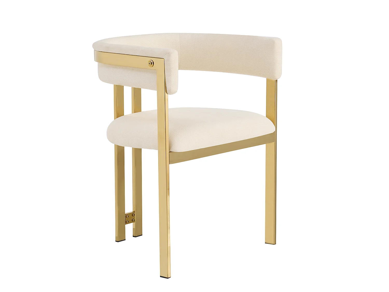 Lot de 6 chaises de salle à manger avec accoudoirs avec dossier en C - Chenille et métal - 60 x 50 x 76 cm - Beige + or