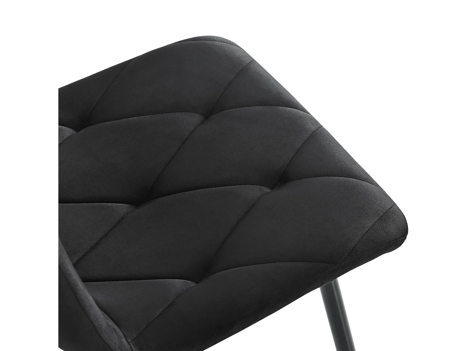 Lot de 4 chaises de salle à manger sans accoudoirs - 45 x 46 x 86 cm - velours et pièds en métal - Noir