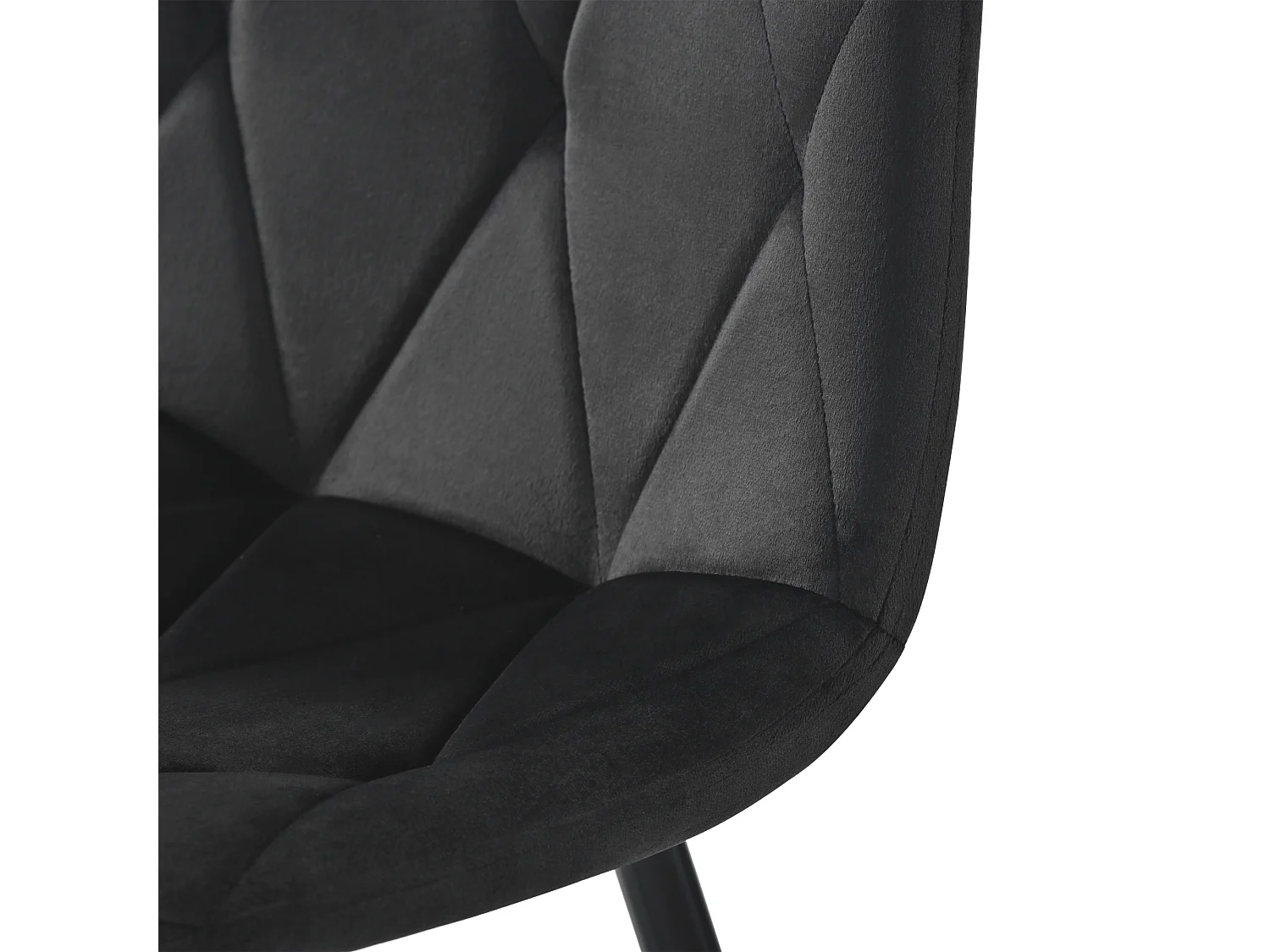 Lot de 4 chaises de salle à manger sans accoudoirs - 45 x 46 x 86 cm - velours et pièds en métal - Noir