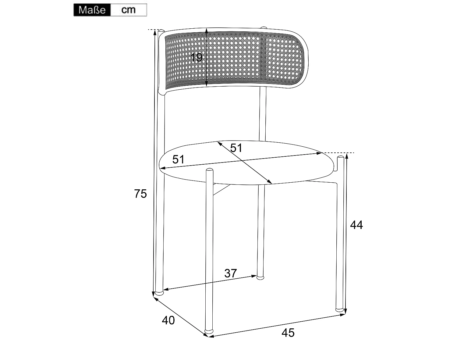 Lot de 4 chaises de salle à manger sans accoudoirs - Siège rond en velours, dossier en rotin et pieds en métal - Vert