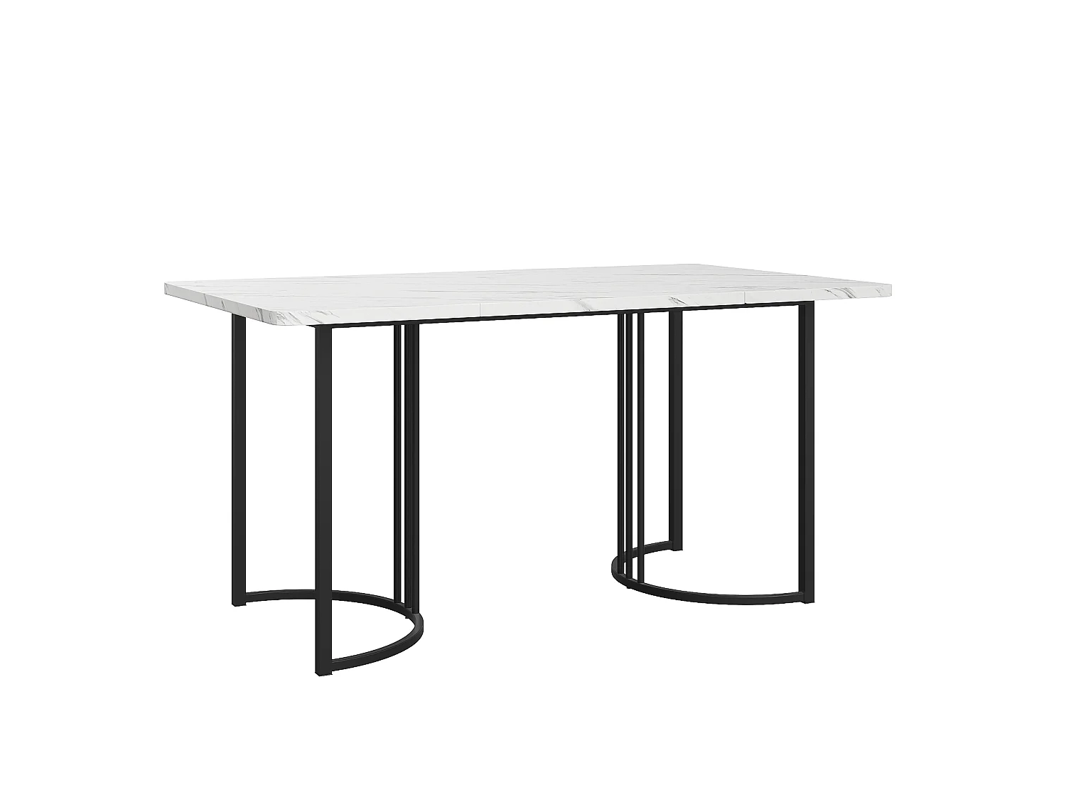 Ensemble table à manger et 6 chaises de salle à manger en velours - 140 x 80 x 75 cm - MDF et pièds en métal - Blanc