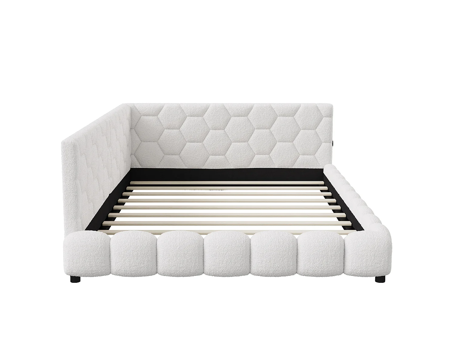 DreamMespace Lit Banquette 140x200 cm - Canapé Lit Double avec LED RGB & Port USB Type-C, Tissu Bouclette Blanc