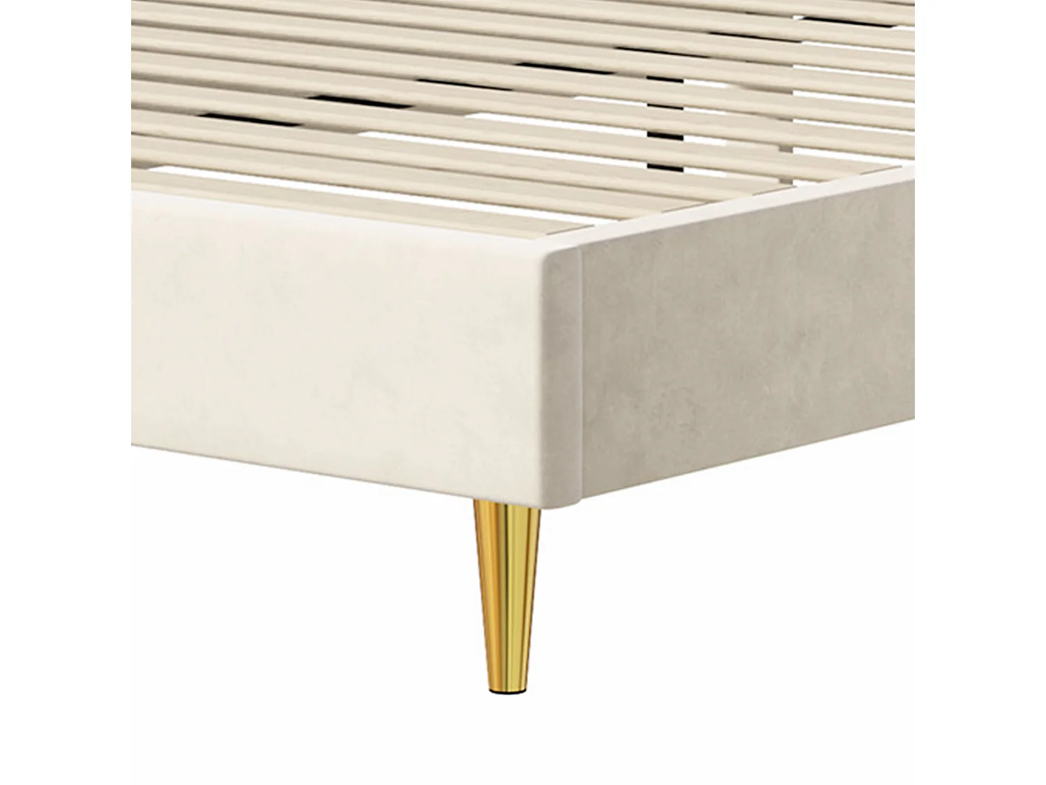 DreamMespace Lit Rembourré 140x200 cm - Cadre de Lit 2 Personnes Fleur Scallopée & Tête de Lit Réglable, Velours Beige