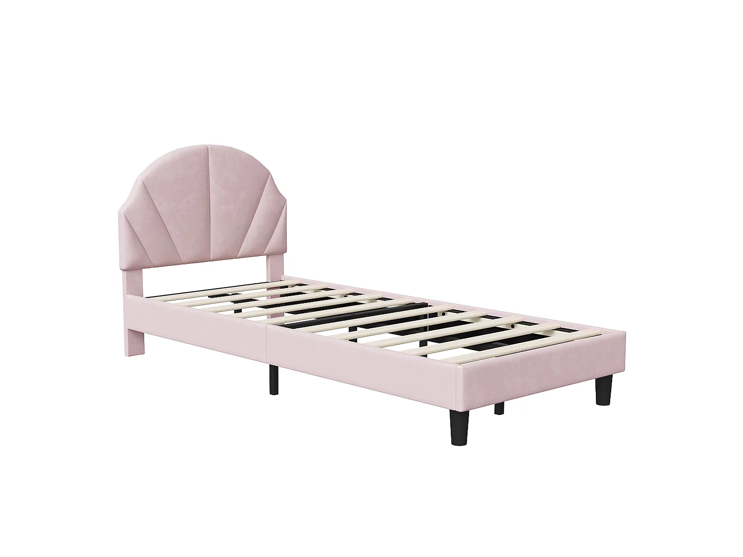 DreamMespace Lit Rembourré 90x190 cm - Lit Enfant Tête de Lit Réglable & Protection Douce, Velours Rose