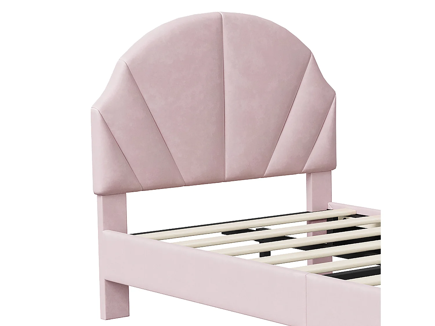DreamMespace Lit Rembourré 90x190 cm - Lit Enfant Tête de Lit Réglable & Protection Douce, Velours Rose