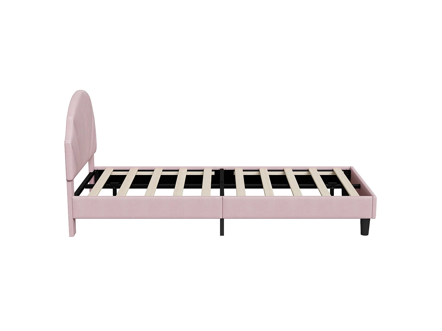 DreamMespace Lit Rembourré 90x190 cm - Lit Enfant Tête de Lit Réglable & Protection Douce, Velours Rose