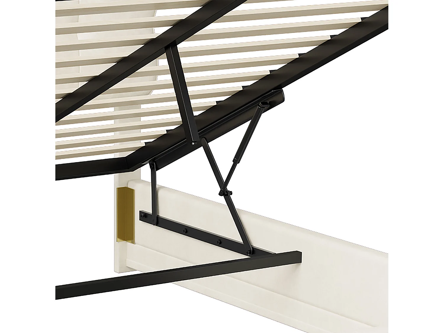 DreamMespace Lit Coffre 140x190 cm - Lit Double Hydraulique avec Tête de Lit Vague Nuage & LED, Velours Beige