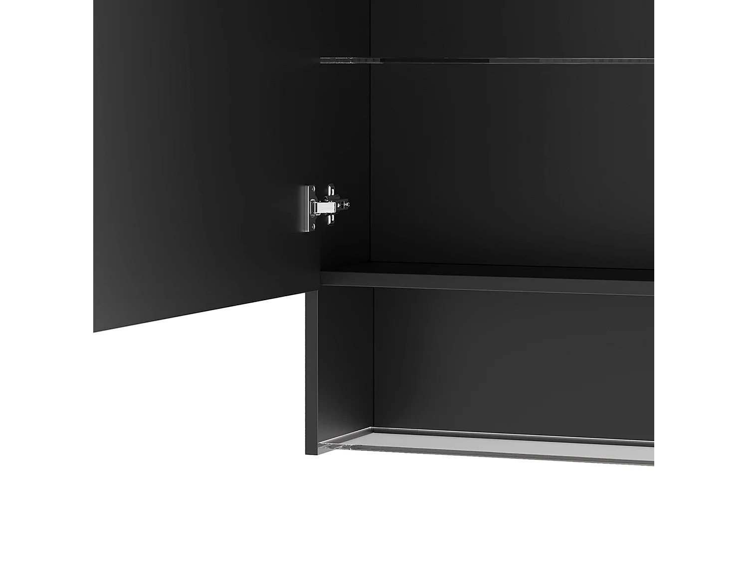 DreamMespace Armoire Miroir de Salle de Bain LED 50x16x88 cm - Meuble de Rangement 1 Porte & Étagères en Verre, Anti-Buée & Tactile Noir