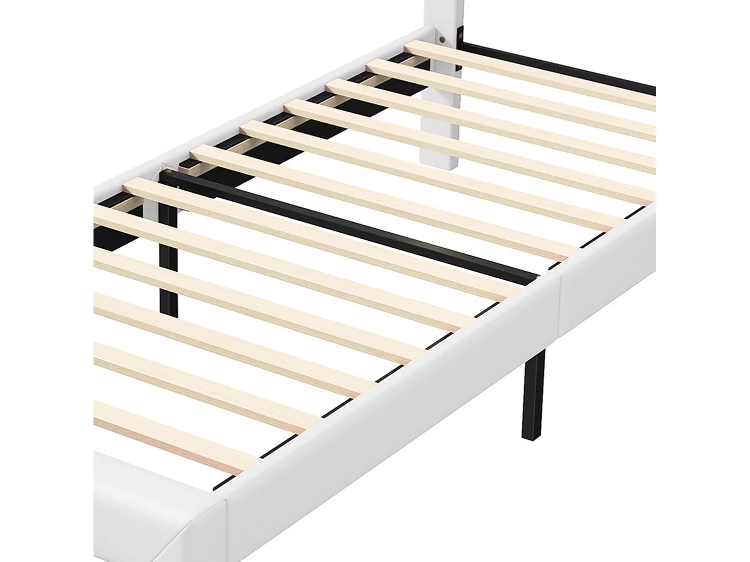 DreamMespace Lit Rembourré 90x200 cm - Lit Enfant Couronne LED RGB & Tiroir de Rangement, Simili Cuir Blanc