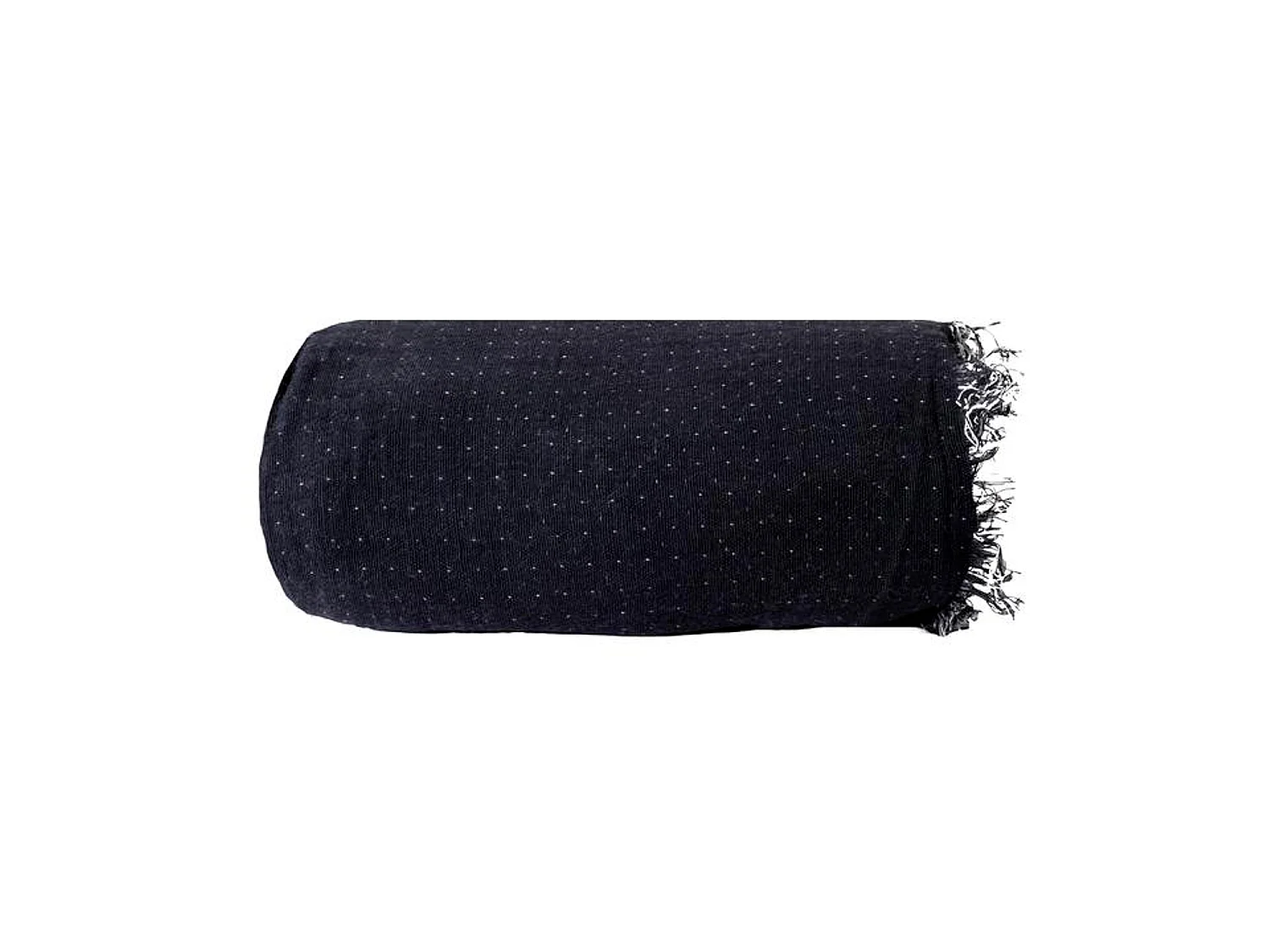 Couverture plaid BITALD en coton 100 % - Noir avec franges - 130x170 cm - SACASA