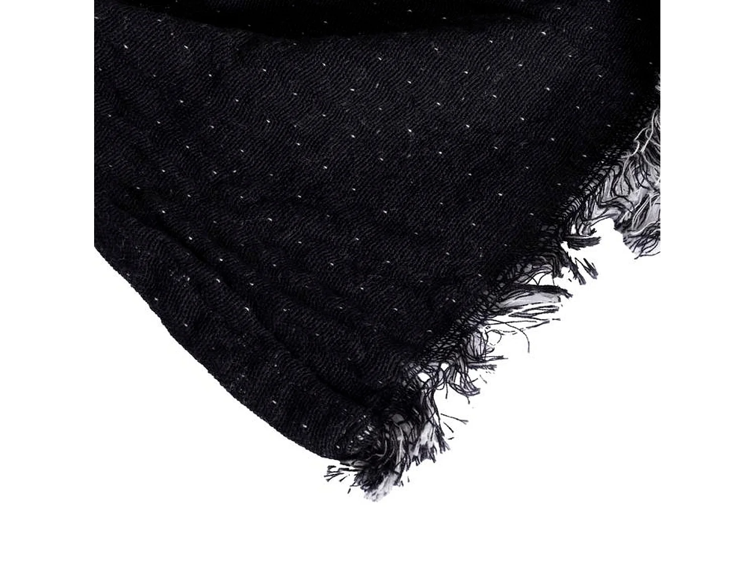 Couverture plaid BITALD en coton 100 % - Noir avec franges - 130x170 cm - SACASA